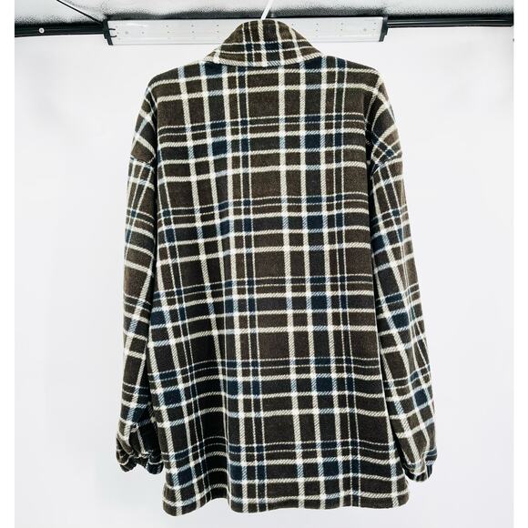 Fieldmaster Brown Plaid Flannel Fleece Quarter Zip Pullover Men's Size Large - Picture 3 of 8